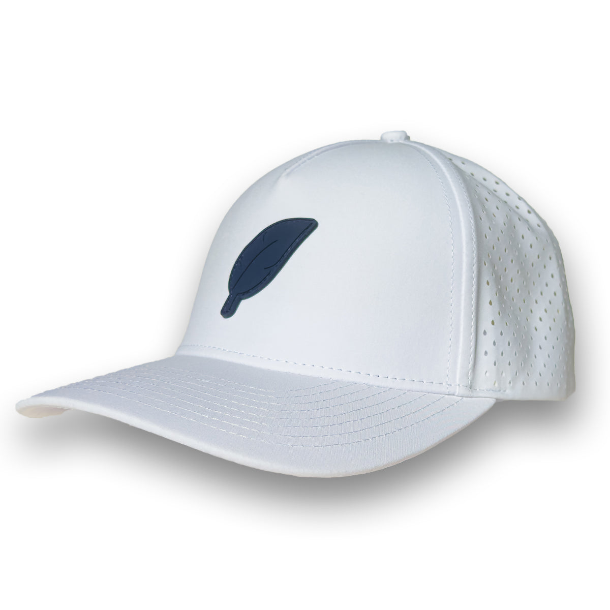 White - NVRLND Navy Feather Hat